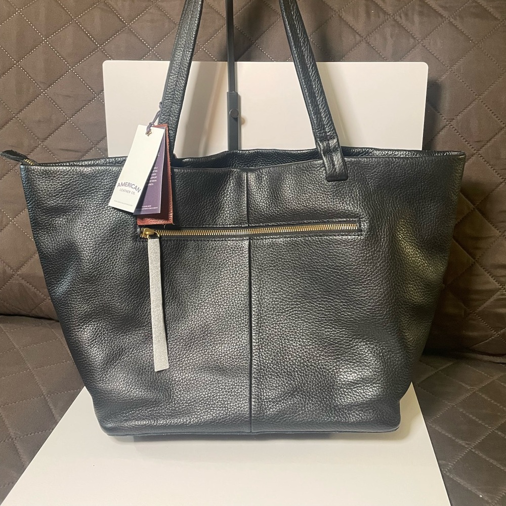 Chic Black Leather Tote by American Leather Co.